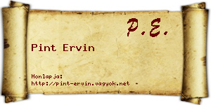 Pint Ervin névjegykártya